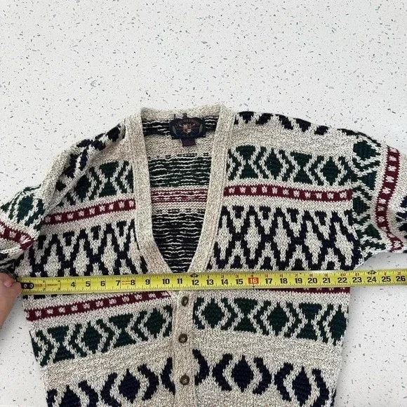 Lake Harmony USA Vintage Cotton Cardigan Sweater Geometric Southwestern L - Picture 4 of 8